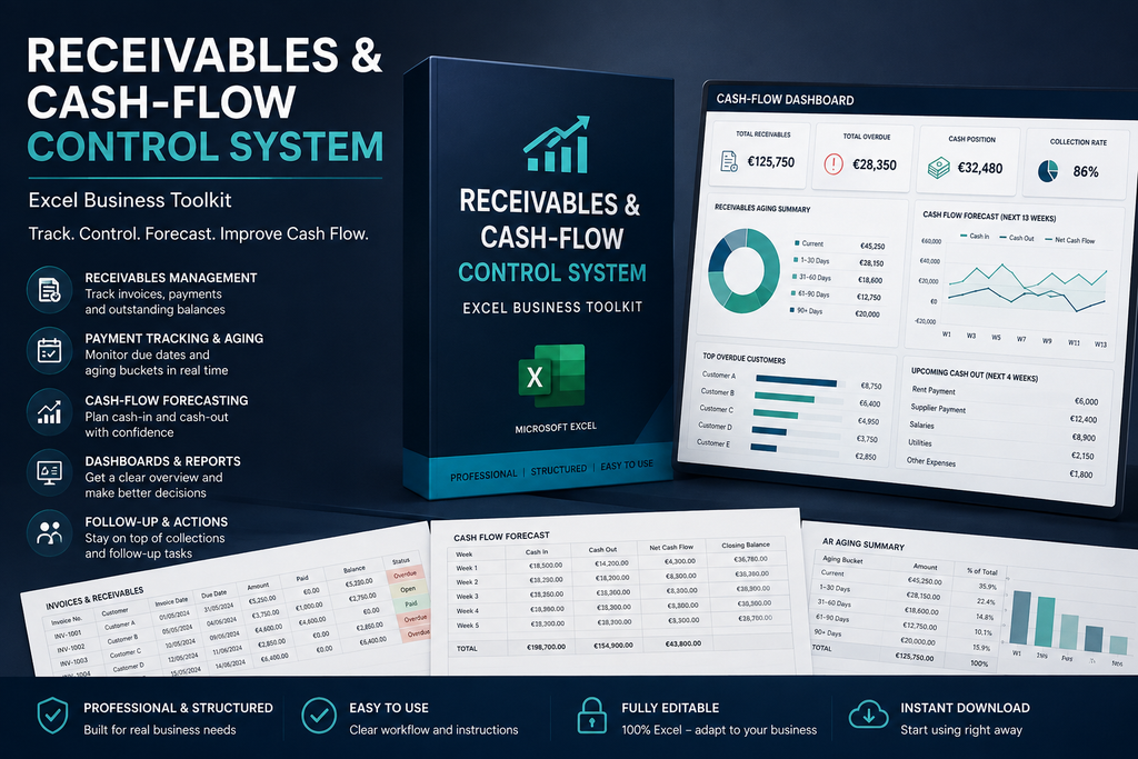 Receivables & Cash-Flow Control System | Excel Business Toolkit
