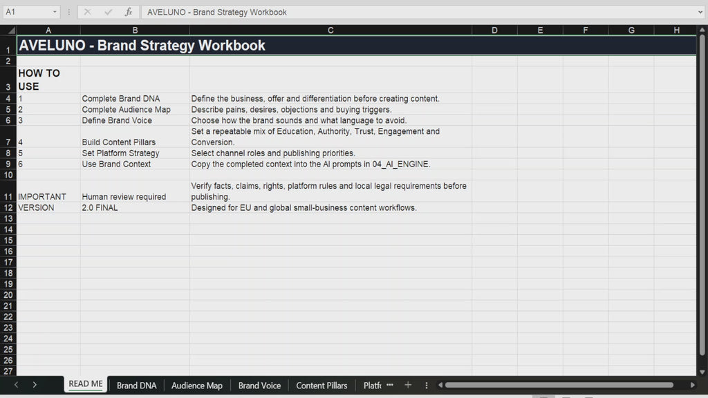 Content Pillars Planner |  Content Strategy Workbook